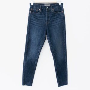 Levi's Wedgie Skinny Jeans in a Dark Wash with a Raw Hem